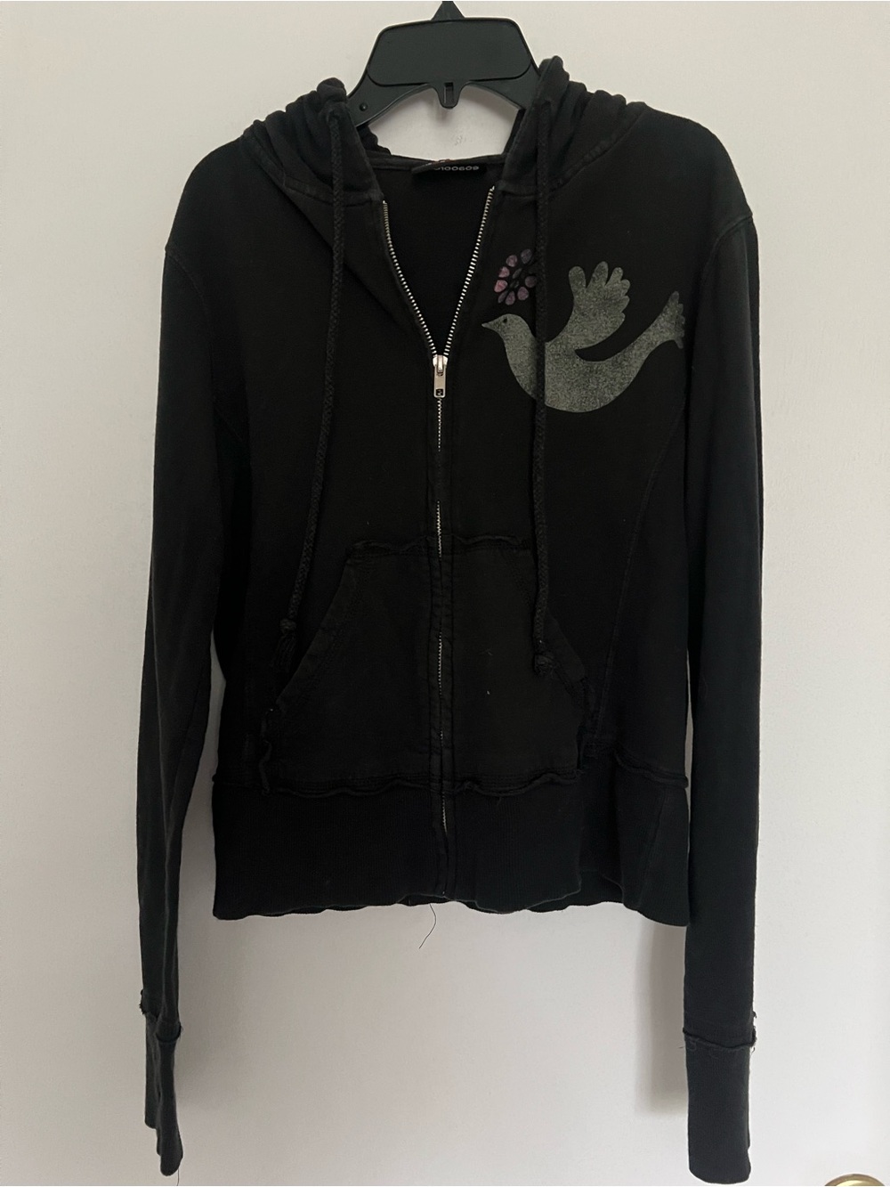 Junk Food Clothing Black Zip Hoodie with Dove Graphic